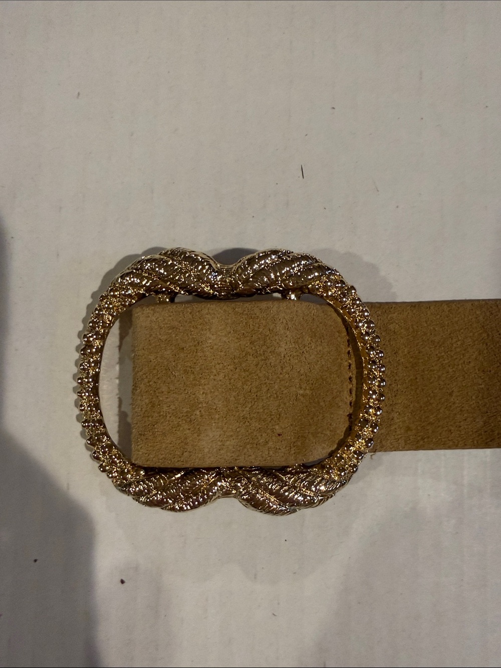 Sezane Gold Decorative Oval Buckle Suede Belt